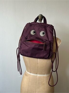 Limited Edition Anya Hindmarch Maroon Mini Crystal Eyes Drawstring Backpack